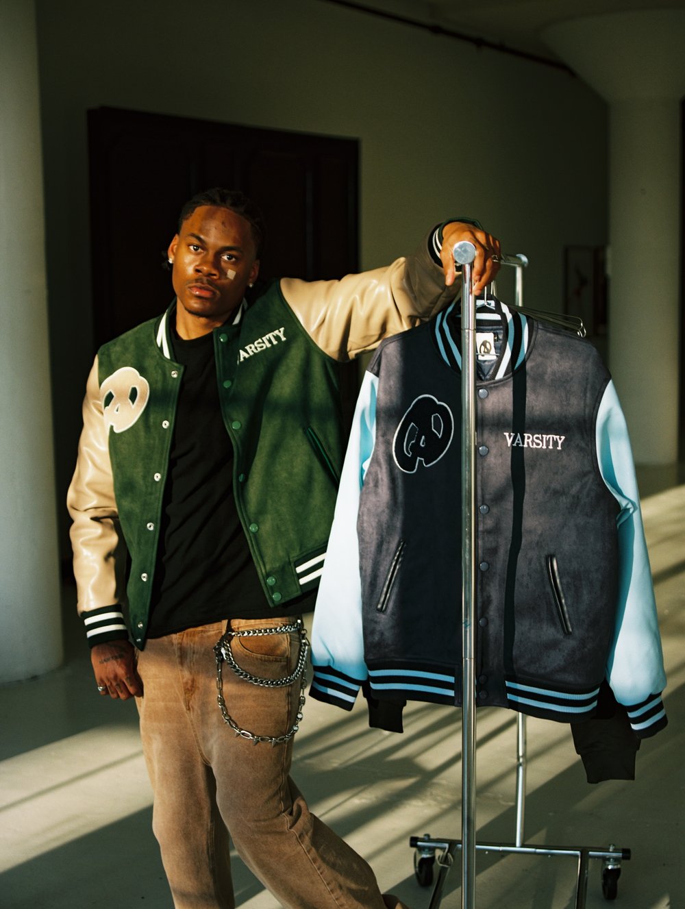 TOP GUN VARSITY JACKET (fern green/camel brown)